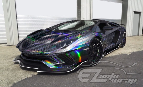 Holographic Brushed Aluminum Gray Rainbow Vinyl Wrap