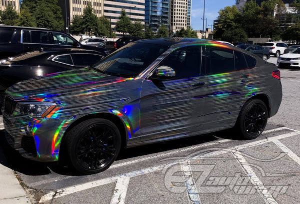 Holographic Brushed Aluminum Gray Rainbow Vinyl Wrap