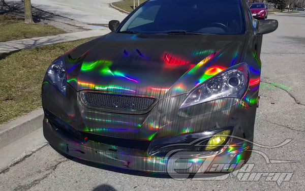 Holographic Brushed Aluminum Gray Rainbow Vinyl Wrap