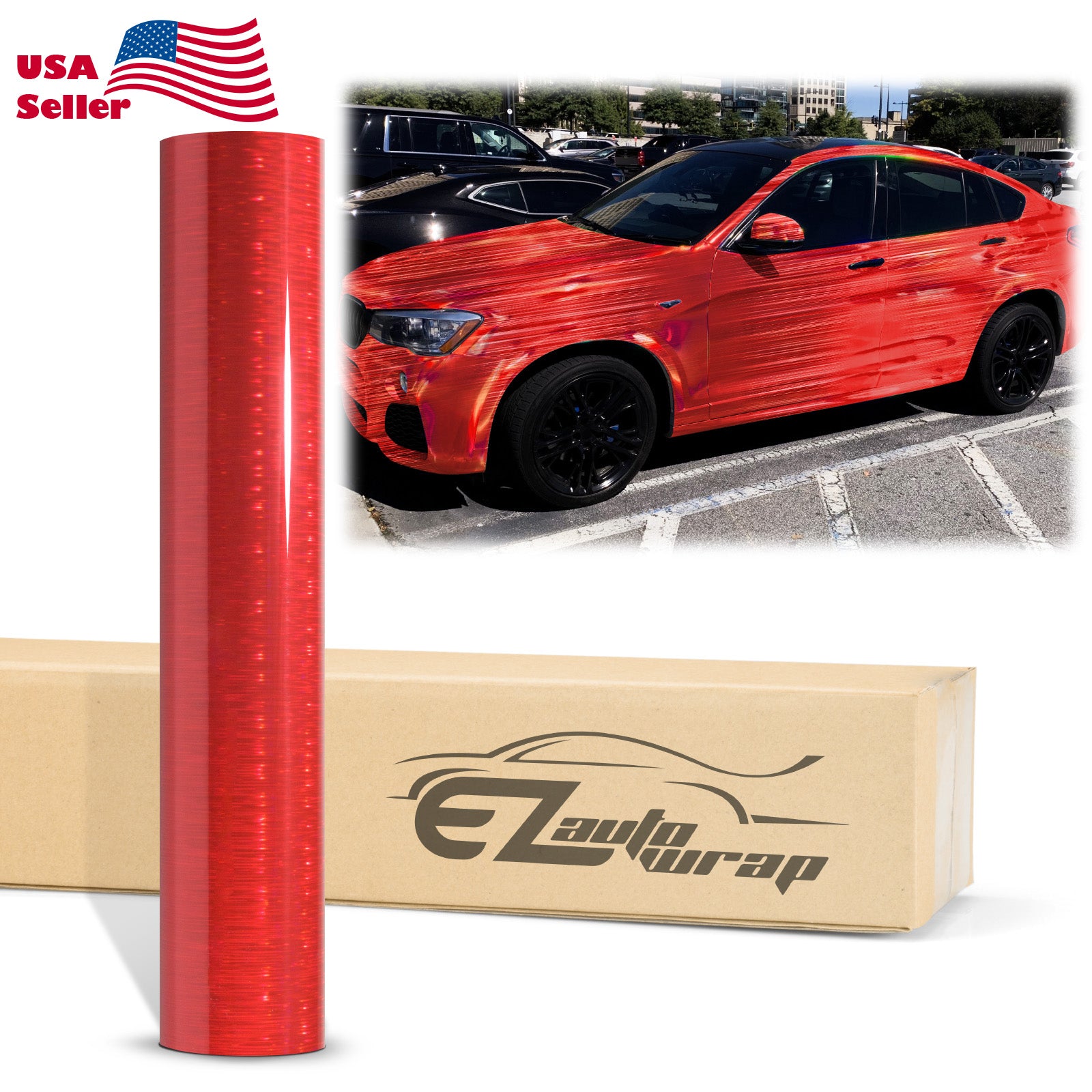 Holographic Brushed Aluminum Red Rainbow Vinyl Wrap