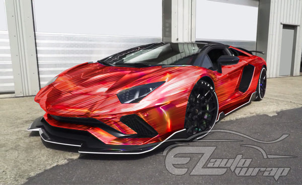 Holographic Brushed Aluminum Red Rainbow Vinyl Wrap