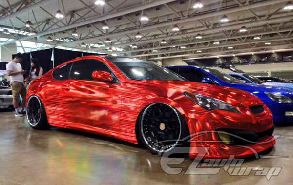 Holographic Brushed Aluminum Red Rainbow Vinyl Wrap