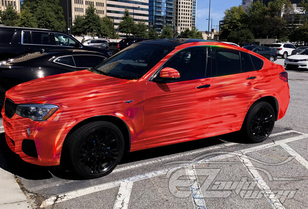 Holographic Brushed Aluminum Red Rainbow Vinyl Wrap