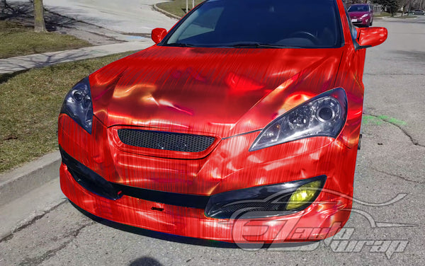 Holographic Brushed Aluminum Red Rainbow Vinyl Wrap