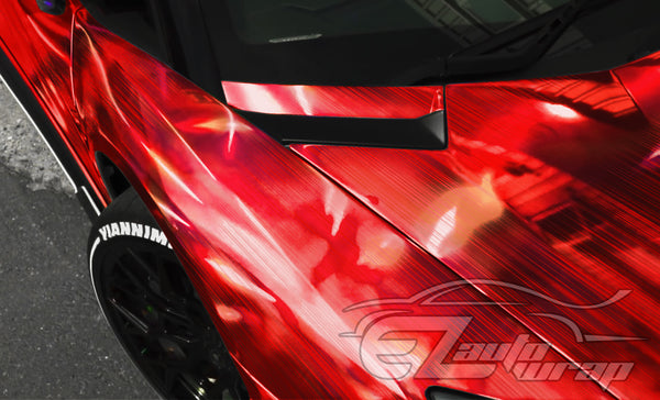 Holographic Brushed Aluminum Red Rainbow Vinyl Wrap