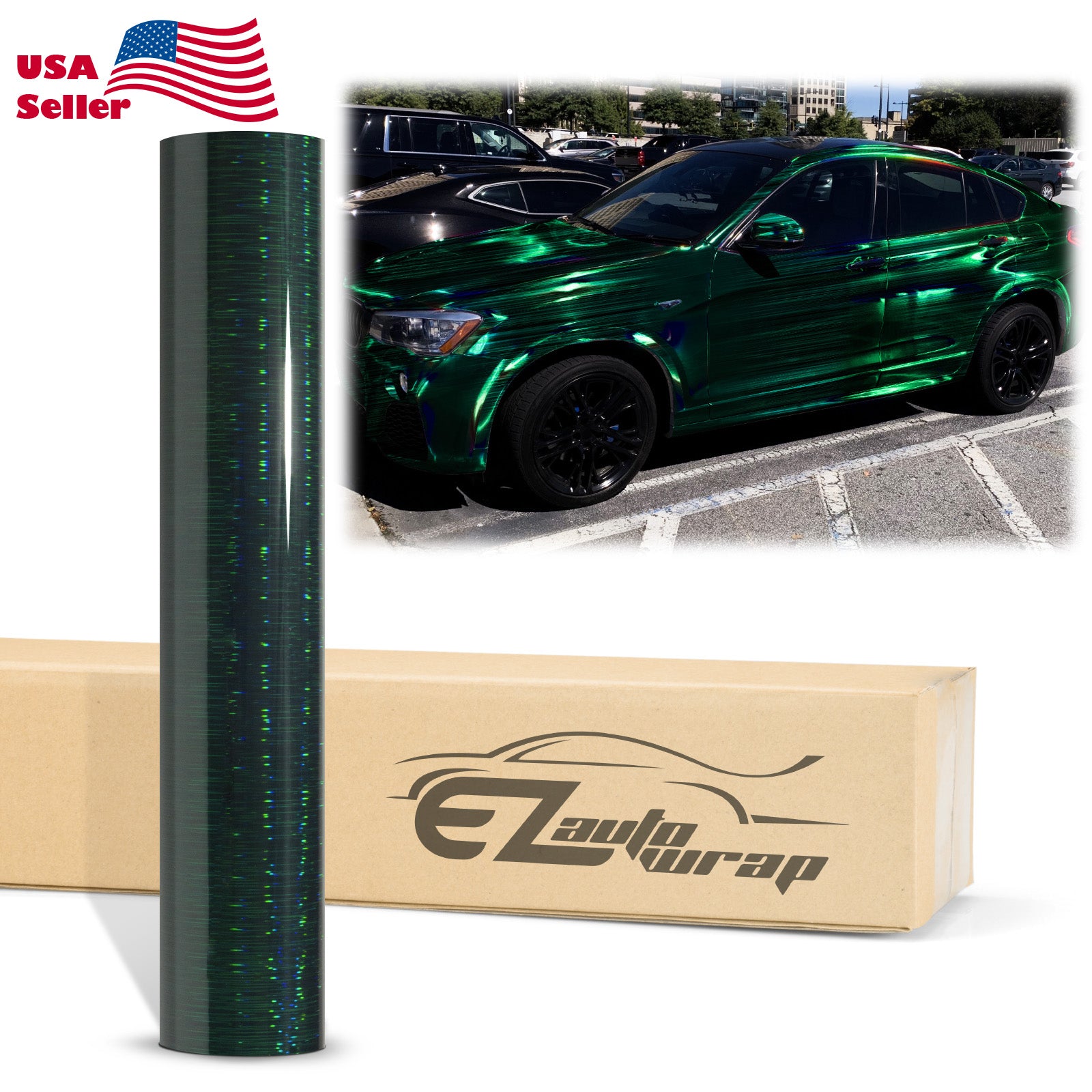 Holographic Brushed Aluminum Midnight Green Rainbow Vinyl Wrap