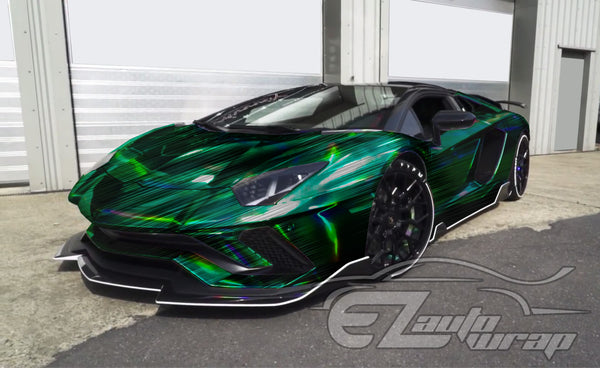 Holographic Brushed Aluminum Midnight Green Rainbow Vinyl Wrap