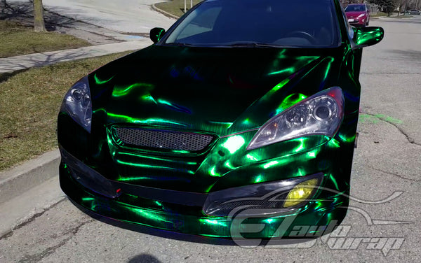 Holographic Brushed Aluminum Midnight Green Rainbow Vinyl Wrap