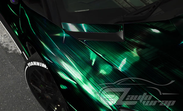 Holographic Brushed Aluminum Midnight Green Rainbow Vinyl Wrap