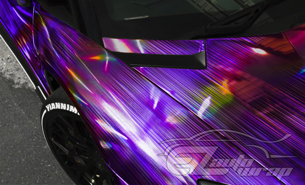 Holographic Brushed Aluminum Purple Rainbow Vinyl Wrap