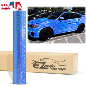 Holographic Brushed Aluminum Light Blue Rainbow Vinyl Wrap