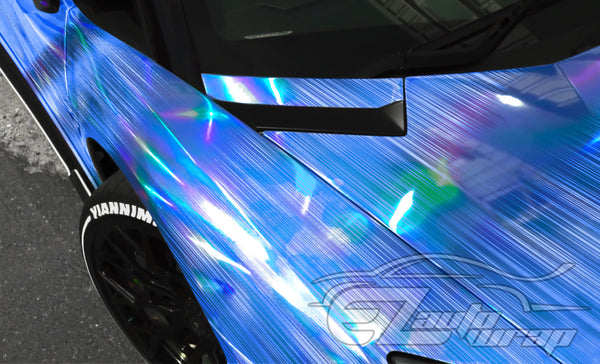 Holographic Brushed Aluminum Light Blue Rainbow Vinyl Wrap