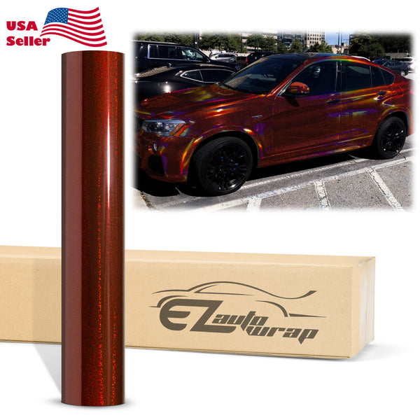 Holographic Glitter Burgundy Rainbow Vinyl Wrap