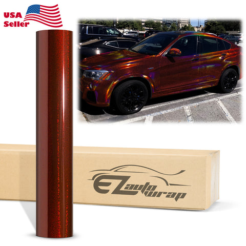 Holographic Glitter Burgundy Rainbow Vinyl Wrap