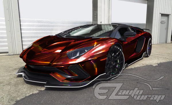 Holographic Glitter Burgundy Rainbow Vinyl Wrap