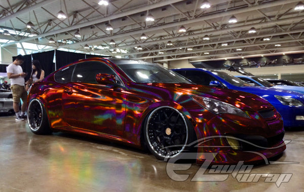 Holographic Glitter Burgundy Rainbow Vinyl Wrap