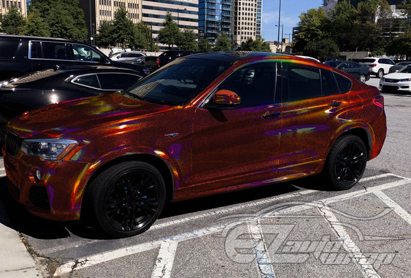 Holographic Glitter Burgundy Rainbow Vinyl Wrap
