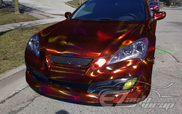 Holographic Glitter Burgundy Rainbow Vinyl Wrap