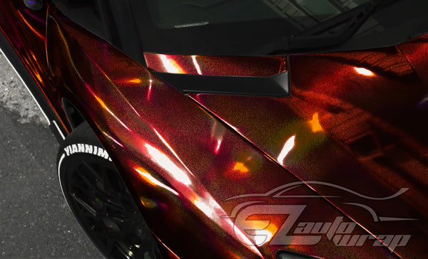 Holographic Glitter Burgundy Rainbow Vinyl Wrap