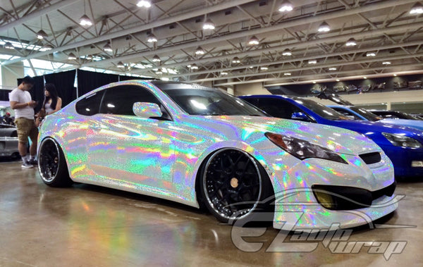 Holographic Glitter Silver Rainbow Vinyl Wrap