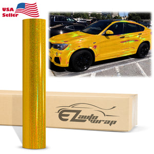Holographic Glitter Gold Rainbow Vinyl Wrap