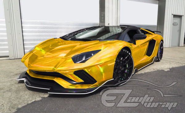Holographic Glitter Gold Rainbow Vinyl Wrap