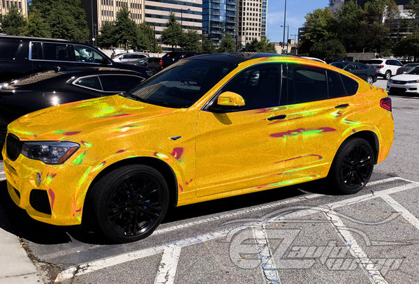 Holographic Glitter Gold Rainbow Vinyl Wrap