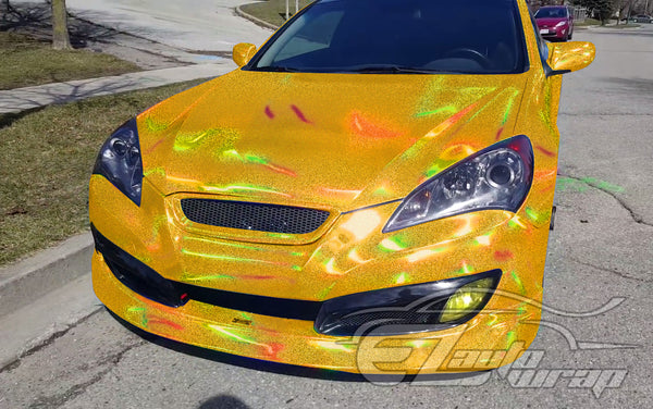 Holographic Glitter Gold Rainbow Vinyl Wrap