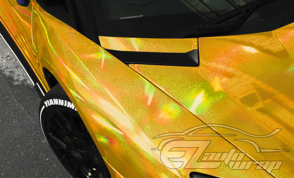 Holographic Glitter Gold Rainbow Vinyl Wrap