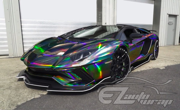 Holographic Glitter Black Rainbow Vinyl Wrap