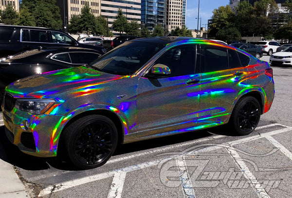 Holographic Glitter Black Rainbow Vinyl Wrap