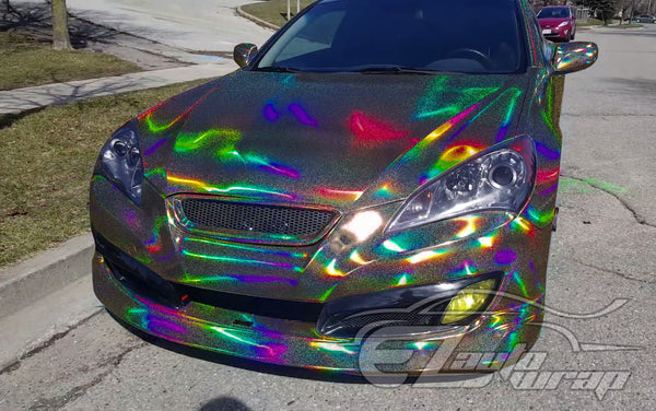 Holographic Glitter Black Rainbow Vinyl Wrap