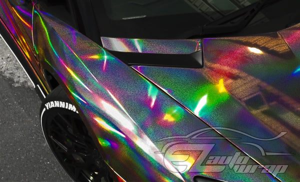 Holographic Glitter Black Rainbow Vinyl Wrap