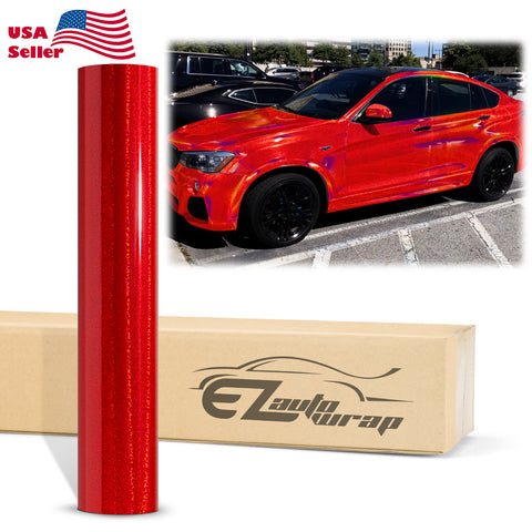 Holographic Glitter Red Rainbow Vinyl Wrap