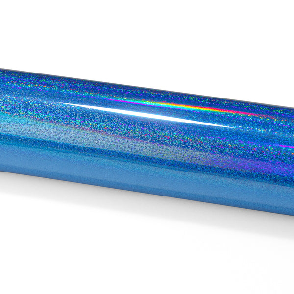 Holographic Glitter Light Blue Rainbow Vinyl Wrap