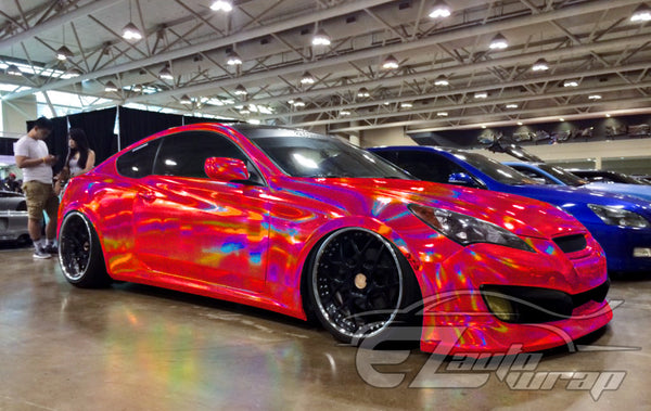 Holographic Glitter Rose Red Rainbow Vinyl Wrap