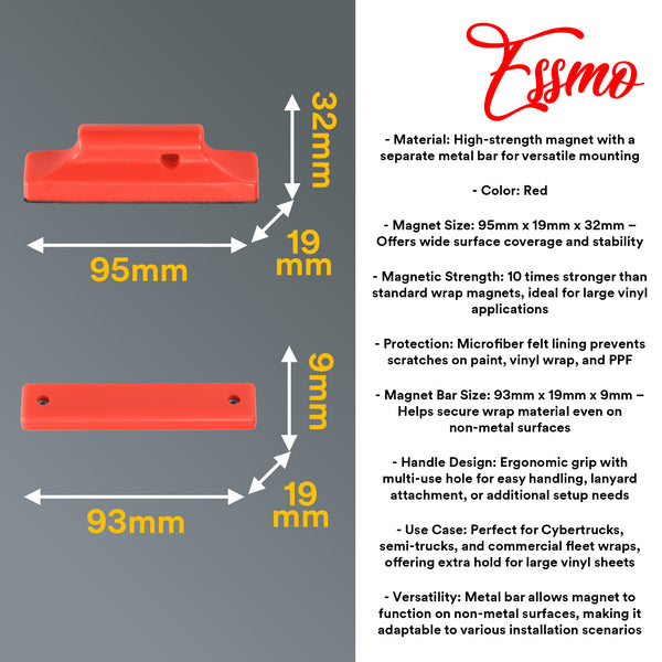 ESSMO Magnet Bar Car Vinyl Wrap Holder Rubber Coated