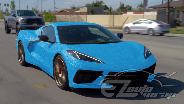 Matte Glitter Sky Blue Vinyl Wrap