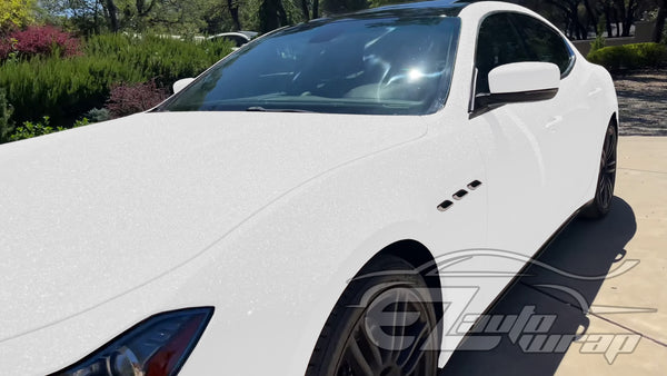 Matte Glitter White Vinyl Wrap
