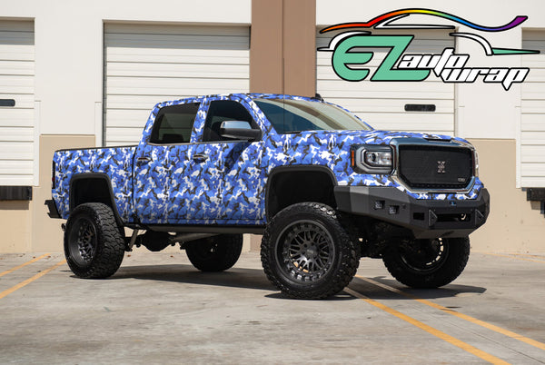 Camouflage Morning Wood Blue Vinyl Wrap