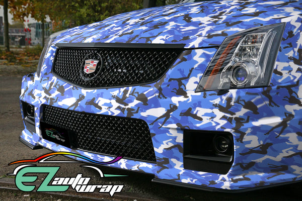 Camouflage Morning Wood Blue Vinyl Wrap