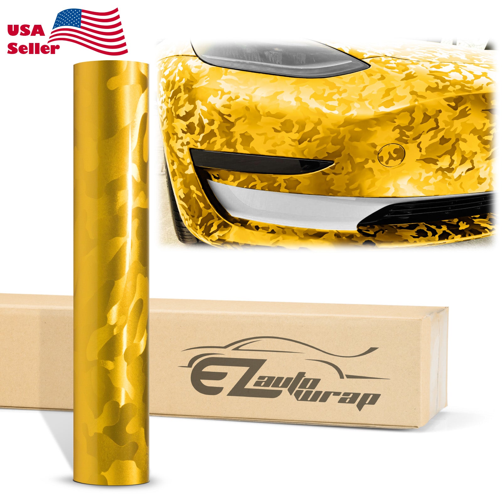 Shadow Gloss Golden Yellow Camouflage Vinyl Wrap