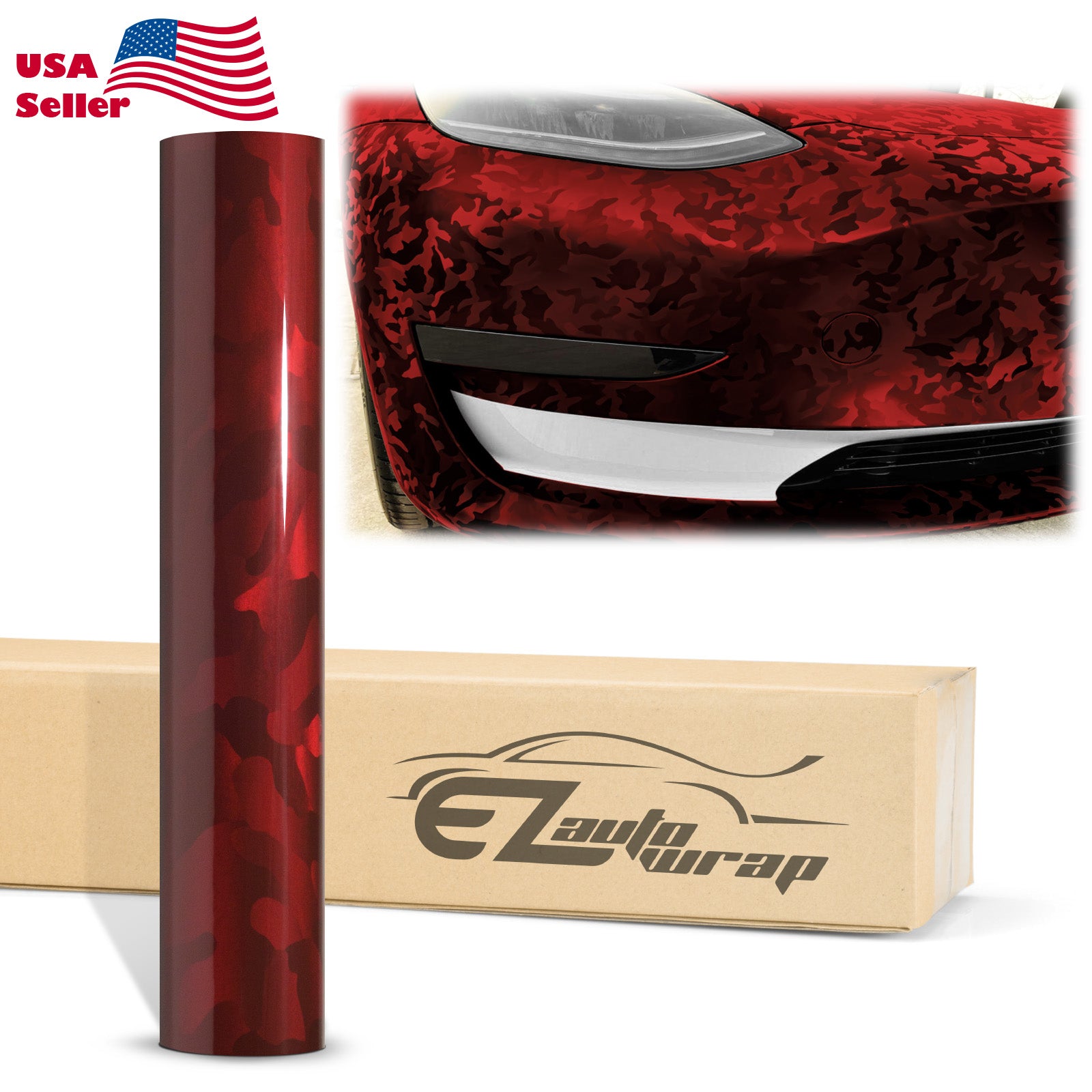 Shadow Gloss Dark Red Camouflage Vinyl Wrap