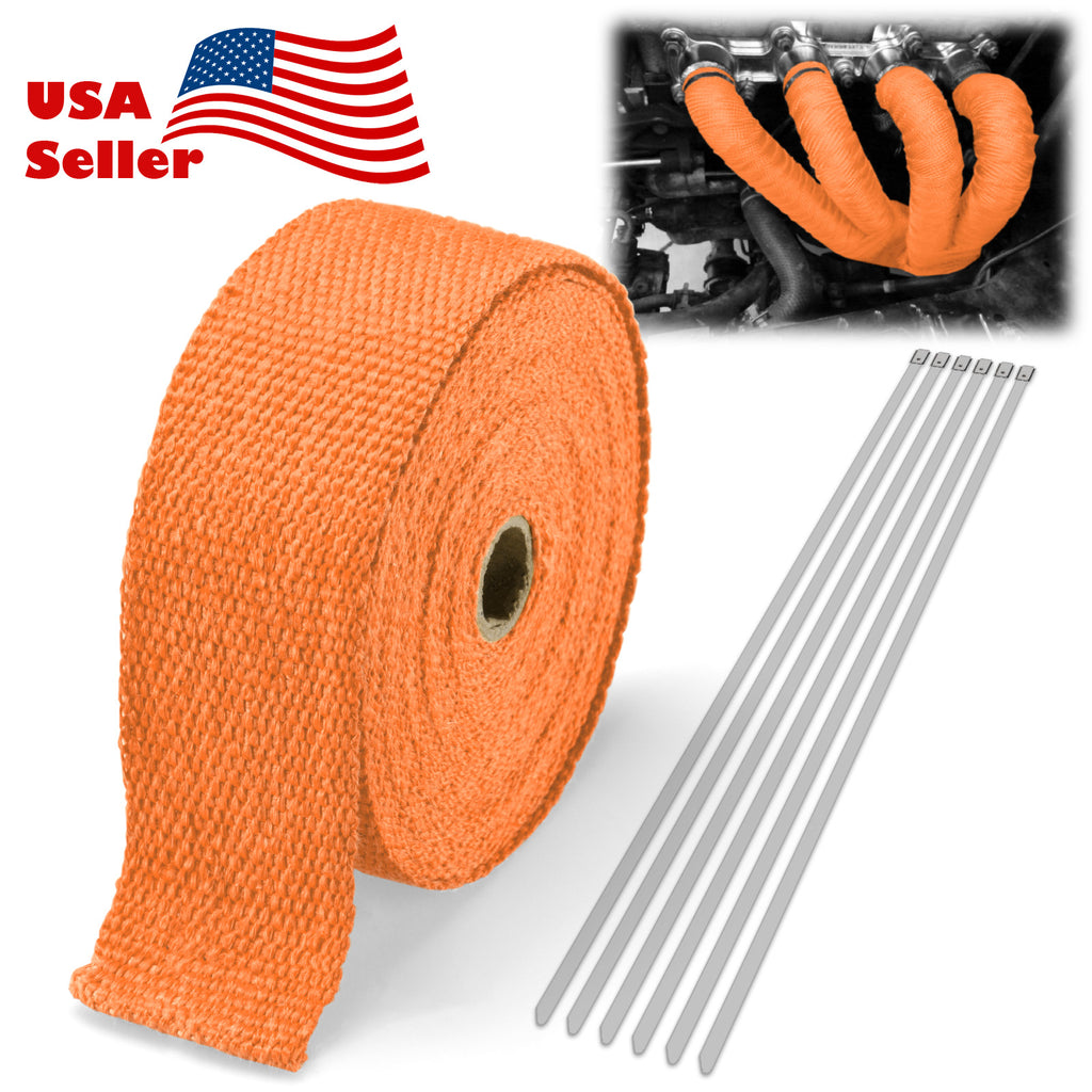 Thermal Wrapping Exhaust Pipe Insulation Thermal Wrap 2 Inches x 50 Feet (Beige / Black ...