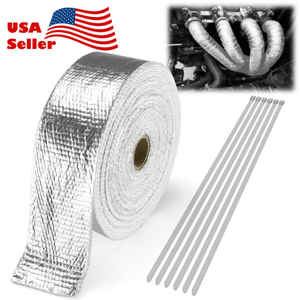Exhaust Pipe Insulation Thermal Wrap 2 Inches x 50 Feet (Beige / Black / Blue / Gold / Green / Orange / Purple / Red / Silver / Titanium / White / Yellow)
