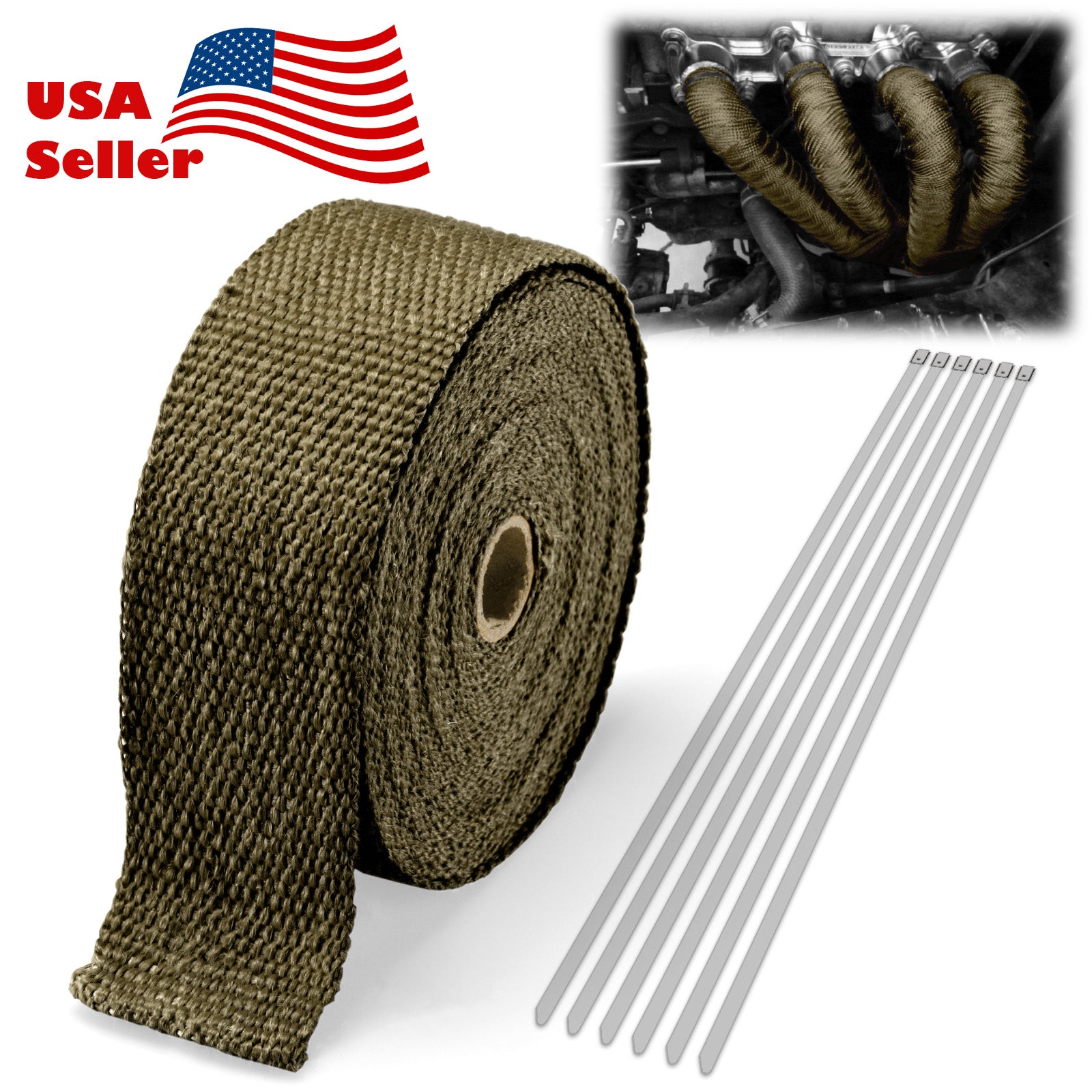 Header Wrap Thermal Zero LAVA Kit - 1x50 Foot Titanium Exhaust Wrap ...