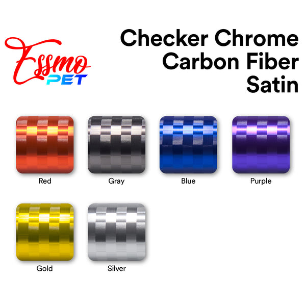 PET Chrome Checker Carbon Fiber Satin Red Vinyl Wrap