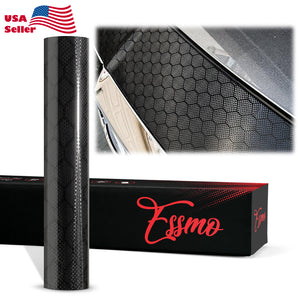 PET Honeycomb Carbon Fiber Gloss Black Hex Vinyl Wrap