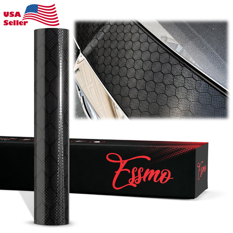 PET Honeycomb Carbon Fiber Gloss Black Hex Vinyl Wrap