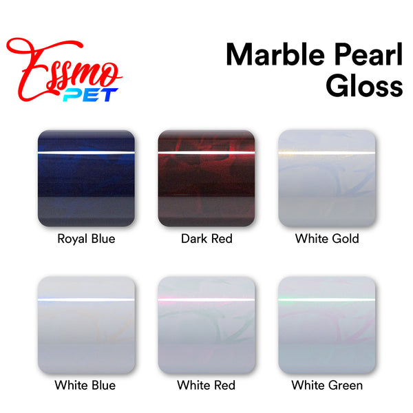 PET Marble Pearl Gloss White Blue Vinyl Wrap